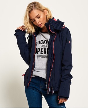 Superdry Pop Cipzár Hooded Arctic SD-Windcheater Női Kabát Korall/Sötétkék | BOHFG4325